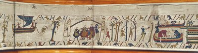 Cuando el duque Guillermo se entera de la coronación de Harold, ordena construir barcos en preparación para la invasión, Tapiz de Bayeux de Unbekannt Unbekannt